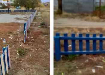 В ограждении детской площадки прорубили проход, которому рады не все