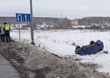 У Долгодеревенского перевернулась иномарка