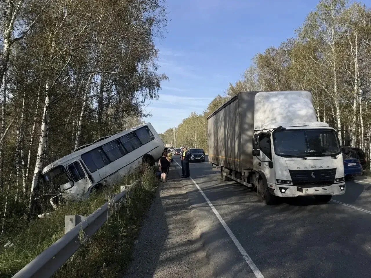 Пассажирский автобус врезался в дерево во время рейса